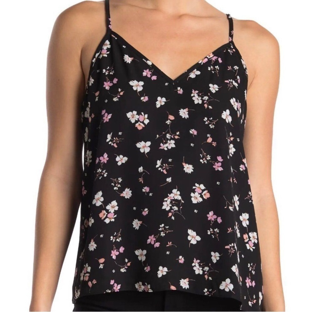 NWOT! Abound Black V-Neck Lined Camisole White & Pink Floral - Size XS 🎞️